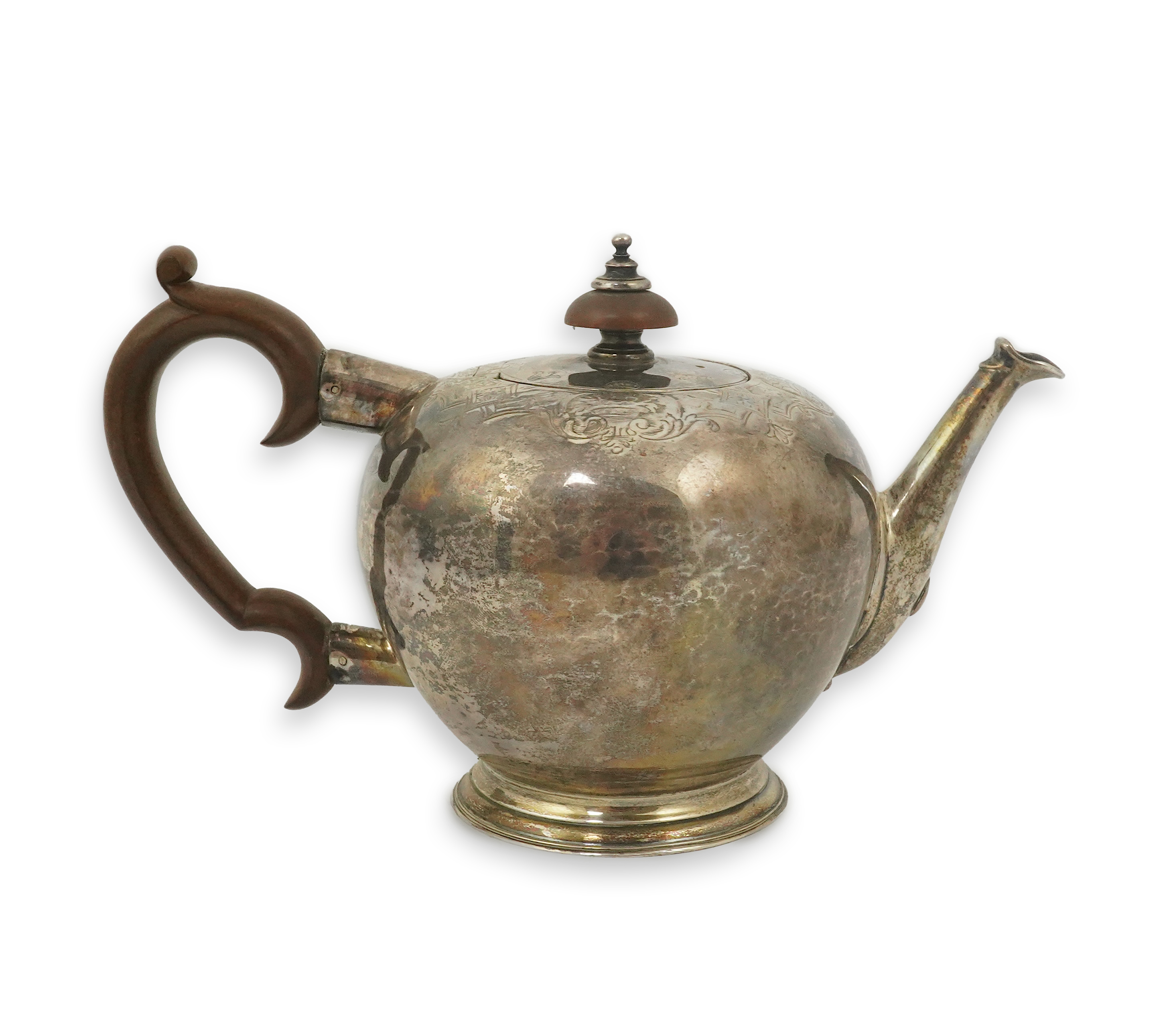 A George II silver bullet shaped teapot, by Thomas Farren